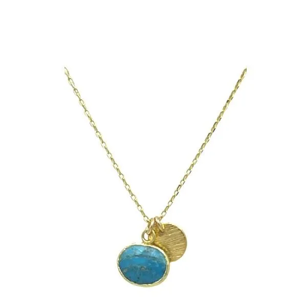 Electroform Oval Gemstone Charm Necklace: Turquoise  (NGCH7408TQ)