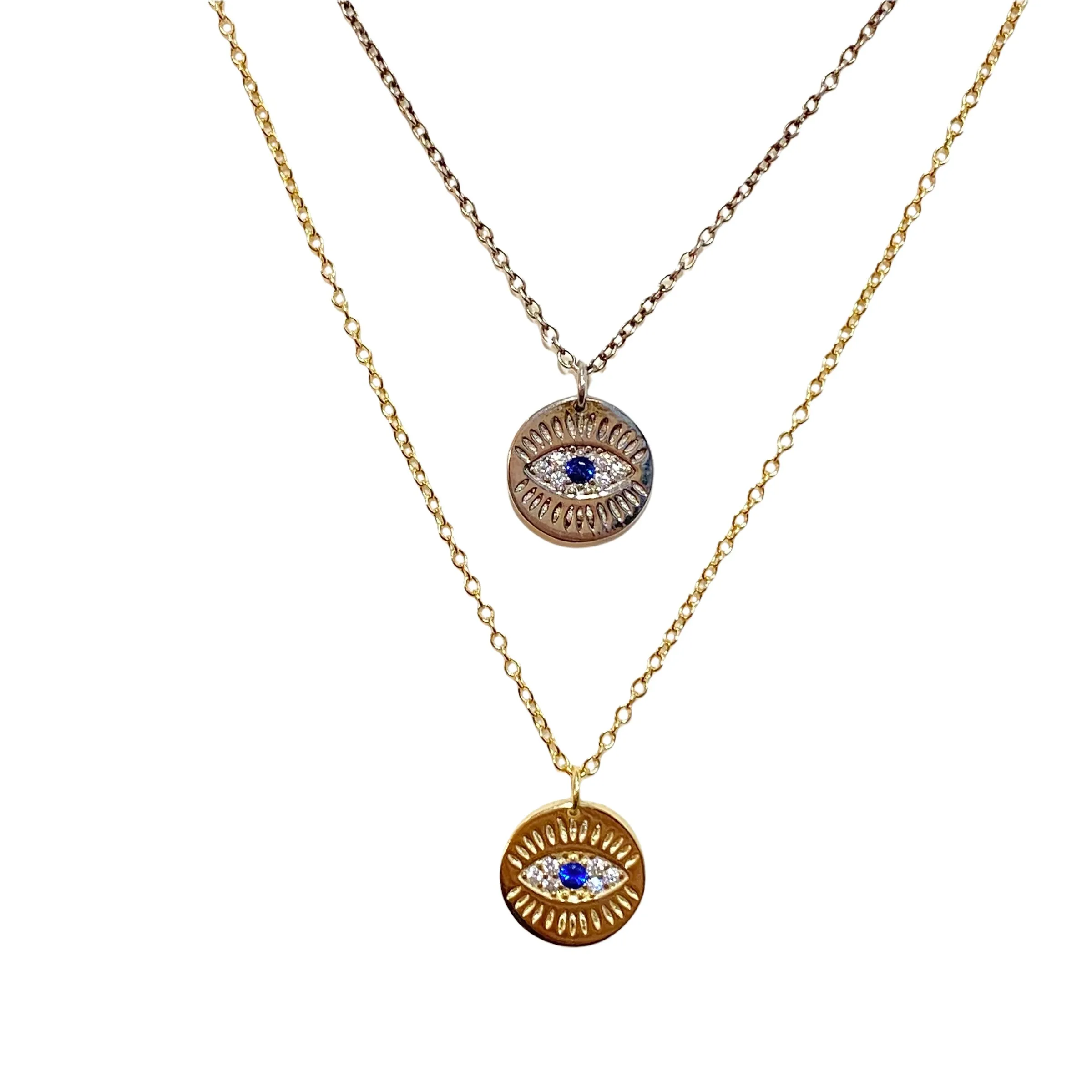 Evil Eye Disc Necklace