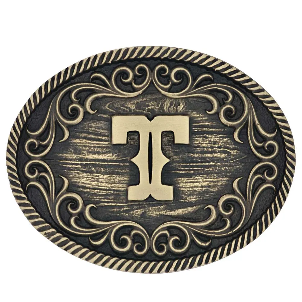 Filigree Initial T Attitude Belt Buckle