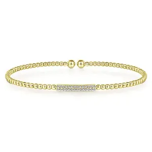 Gabriel 14k 0.13 Carat Diamond Bangle Bracelet, Available in White, Rose and Yellow Gold