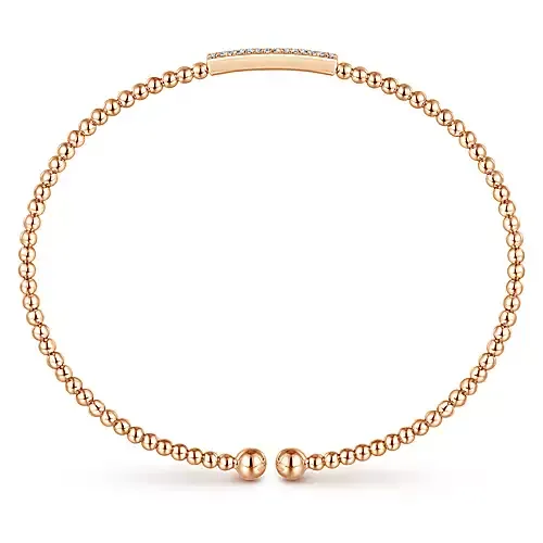 Gabriel 14k 0.13 Carat Diamond Bangle Bracelet, Available in White, Rose and Yellow Gold