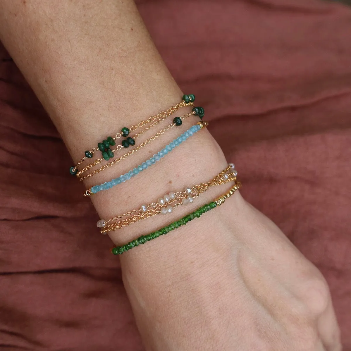 Gemstone Rondelle Bracelet in Aqua