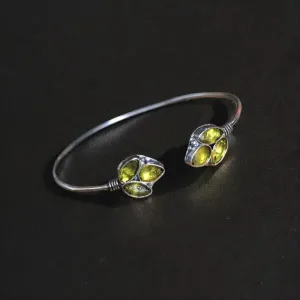 German Silver Stone Studded Kada Bracelet, Yellow