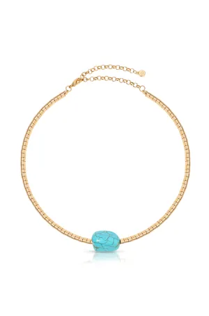 Gold Beaded Turquoise Nugget Necklace