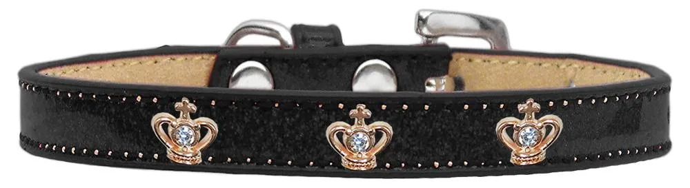 Gold Crown Widget Dog Collar Black Ice Cream Size 10