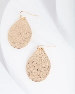 Gold Filigree Teardrop Earring