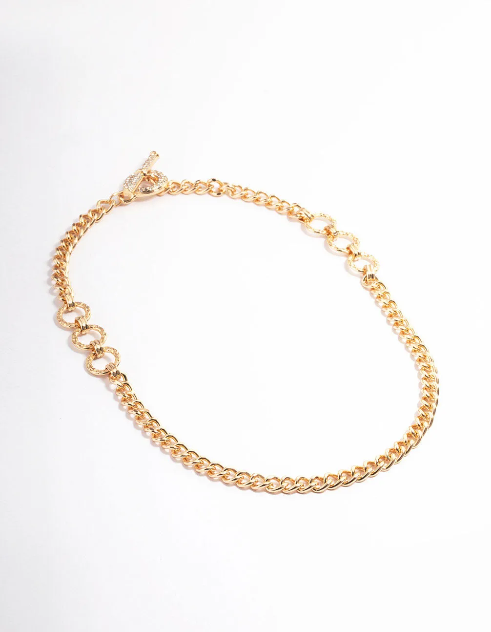 Gold Hammered T&O Necklace