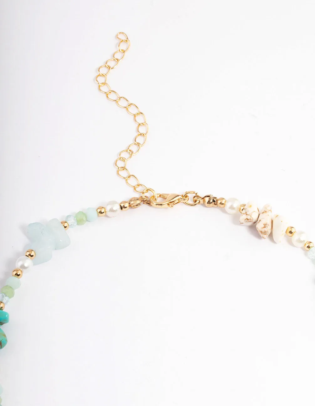 Gold Mixed Stone Pearl Necklace