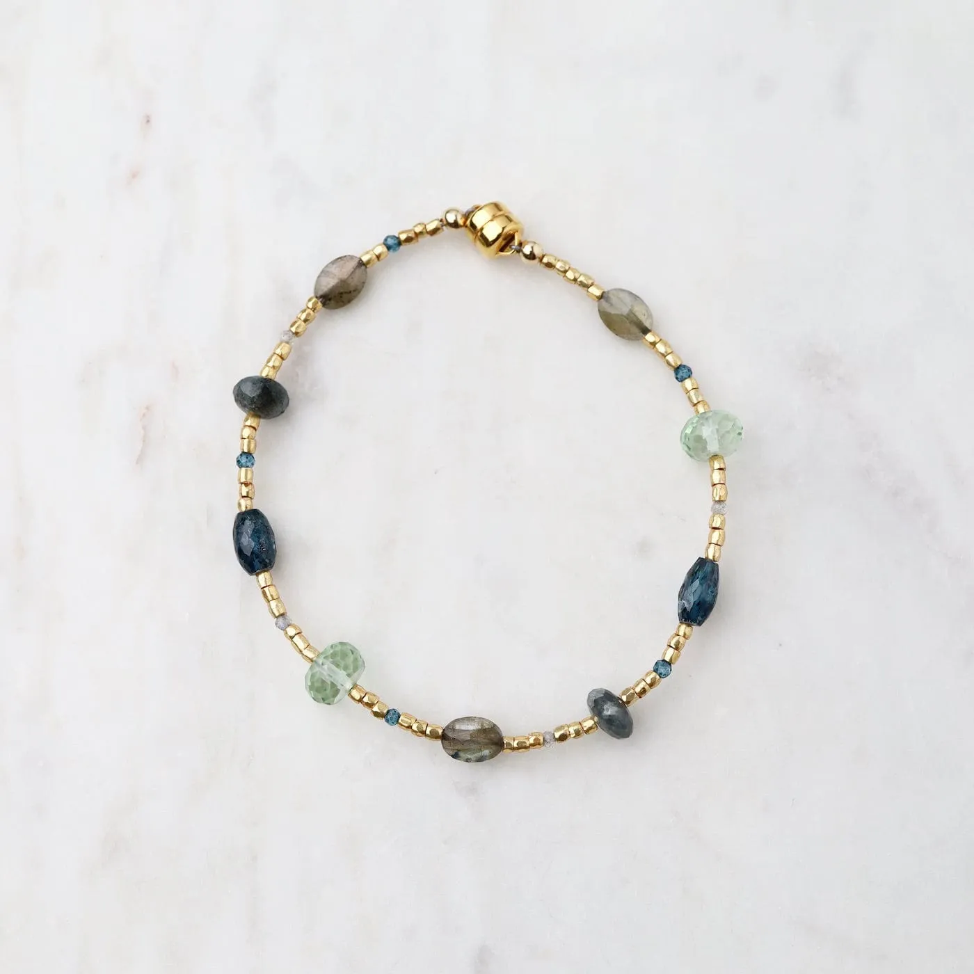 Green and Blue Gold Fill Magnetic Clasp Bracelet