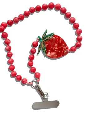 Hand-painted Strawberry Gemstone Bracelet Phone Chain