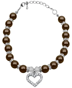 Heart and Pearl Necklace Chocolate Md (8-10)