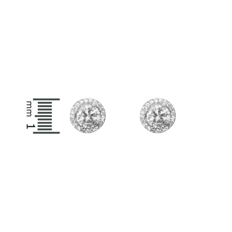 Isla Clear Round CZ Halo Stud Earrings - 10mm | 1.2ct