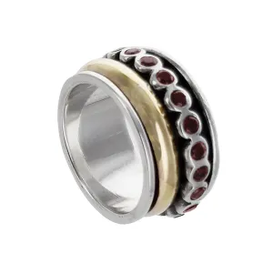 Israeli Garnet Sterling Gold Spinner Ring