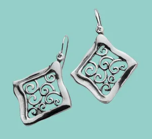 Israeli silver earrings 925 Sterling Silver Earrings Wavy with Decorations