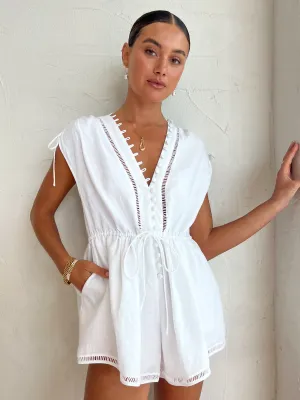 Joslin Mary Lin Linen Ramie Playsuit in Optical White