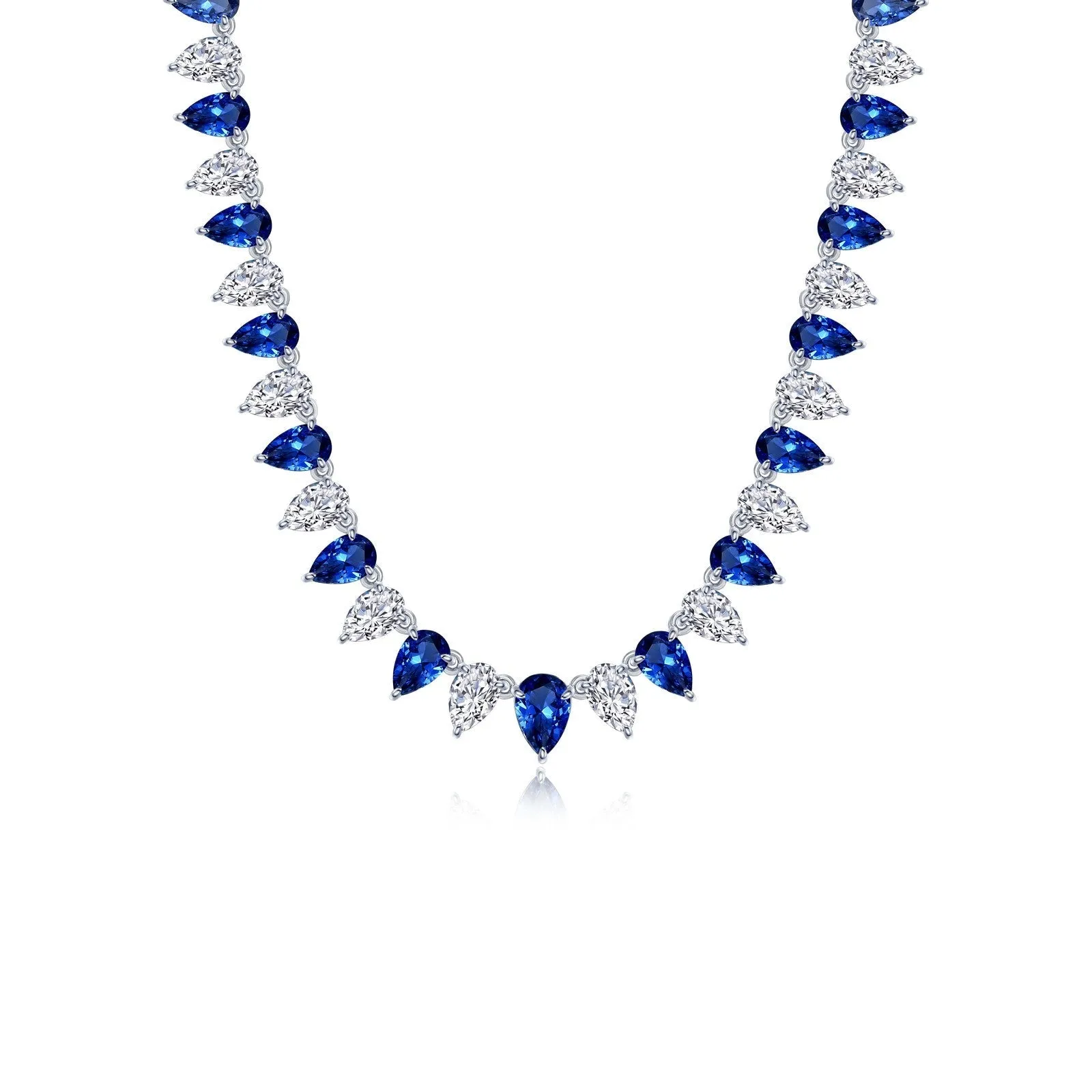 Lafonn Simulated Diamond & Fancy Lab Grown Sapphire 38.00ct. Tennis Necklace SYN029SP16