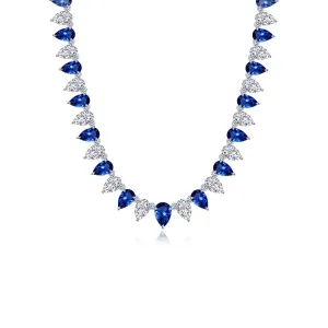 Lafonn Simulated Diamond & Fancy Lab Grown Sapphire 38.00ct. Tennis Necklace SYN029SP16