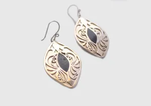 Leaf Design Handmade White Metal Dangle Earrings