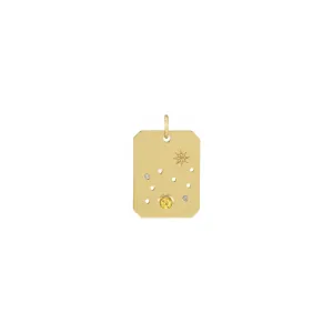 Leo Zodiac Constellation Citrine and Diamond Pendant