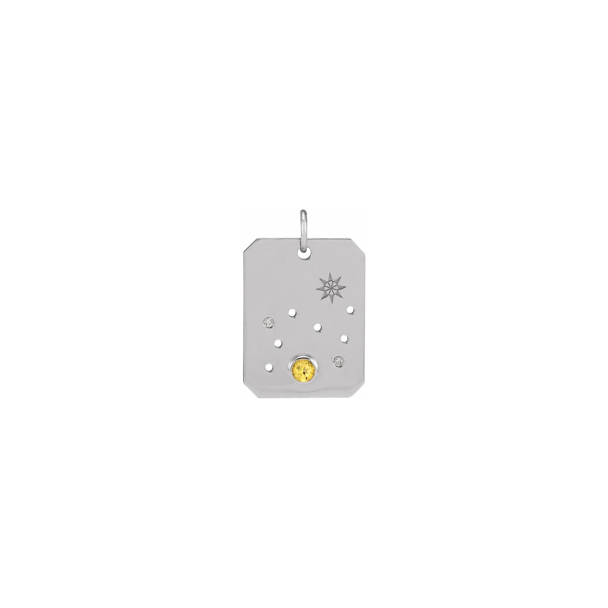 Leo Zodiac Constellation Citrine and Diamond Pendant