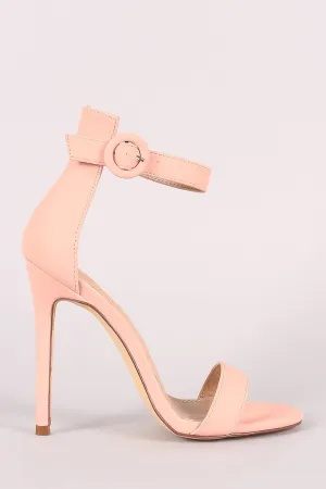 Liliana Nubuck Ankle Strap Open Toe Stiletto Heel