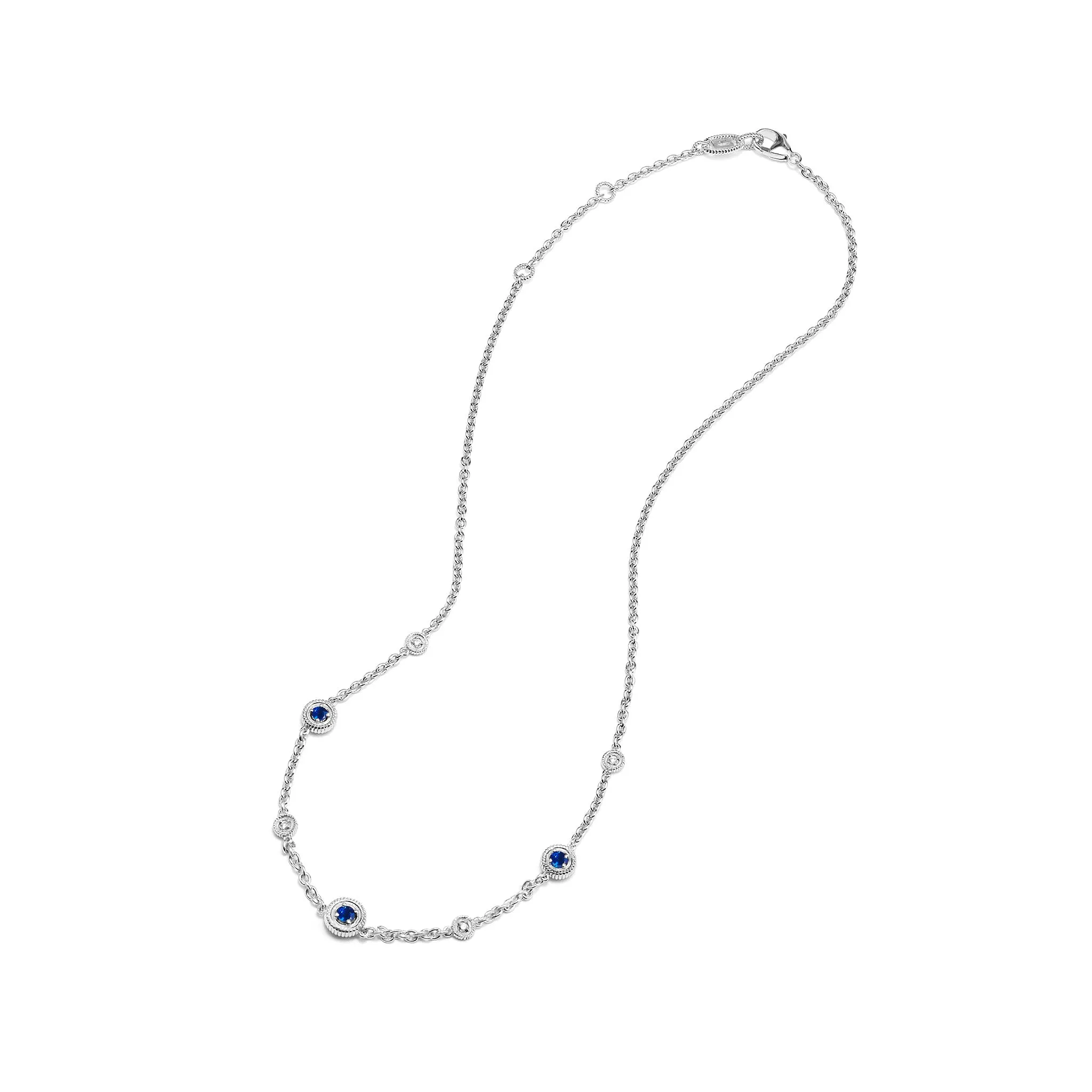 Max Station Necklace with Blue Sapphire and Diamonds