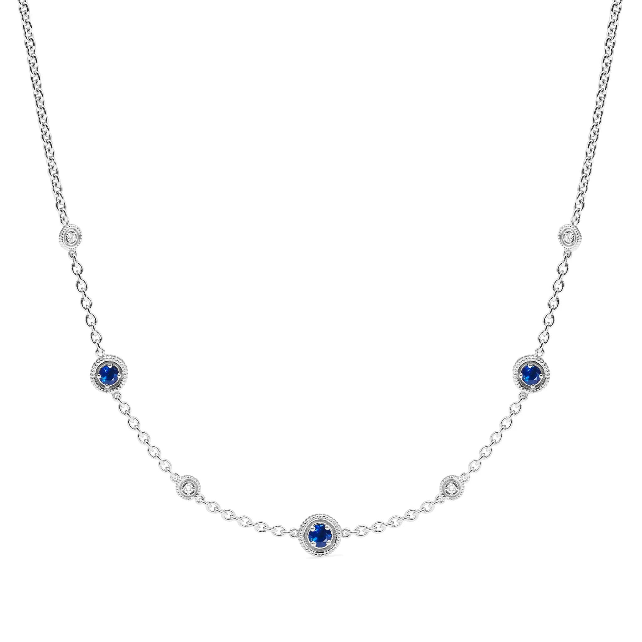 Max Station Necklace with Blue Sapphire and Diamonds