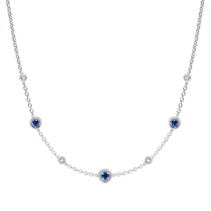 Max Station Necklace with Blue Sapphire and Diamonds