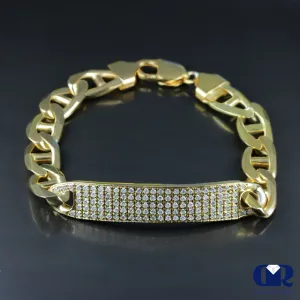 Men's Diamond 14K Yellow Gold ID Bracelet Mariner Link 11 mm