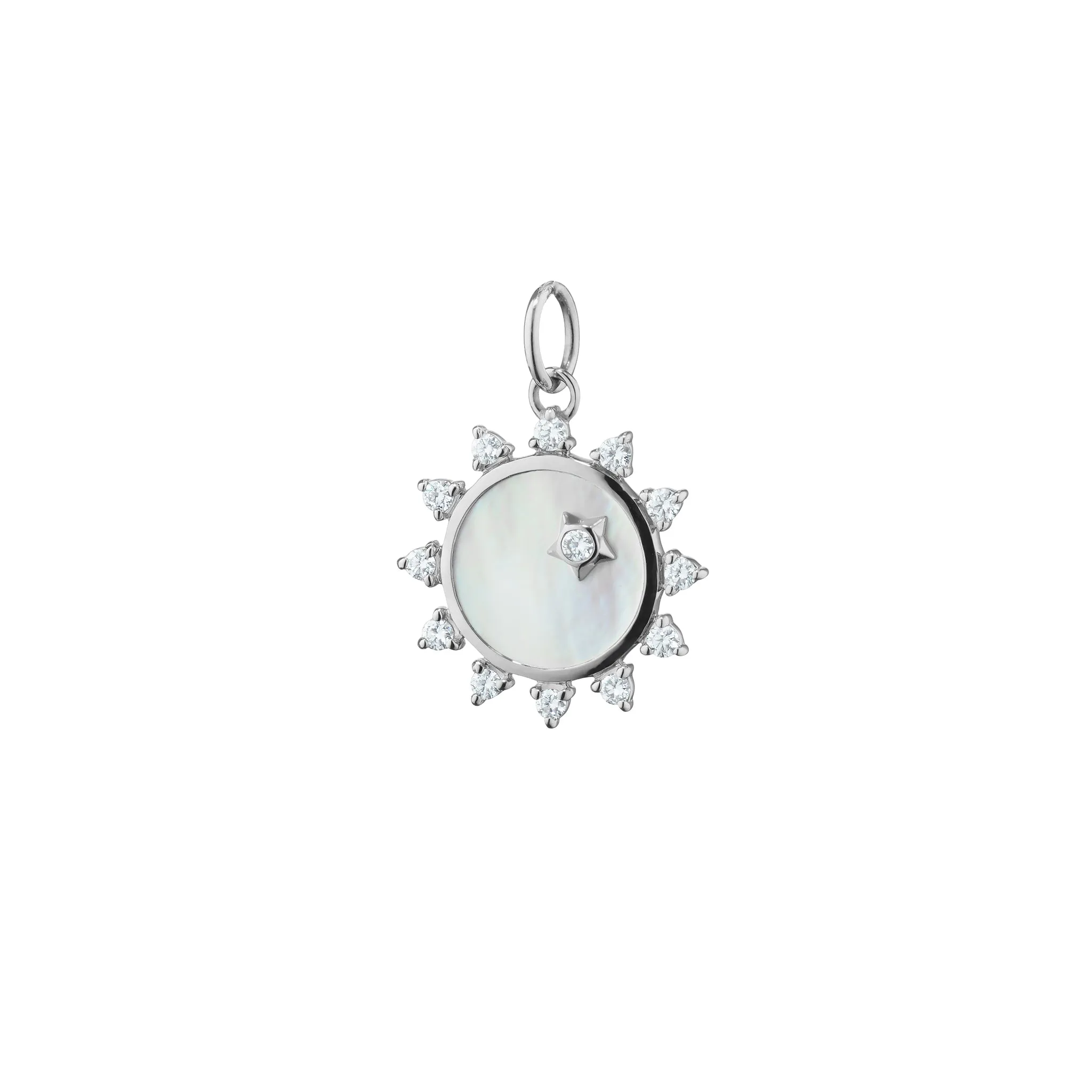 Mini Mother of Pearl Sapphire "Happiness" Sun Charm