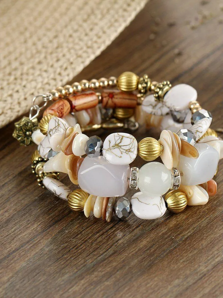 Mixed Shape Charm Beaded Layered Bracelet