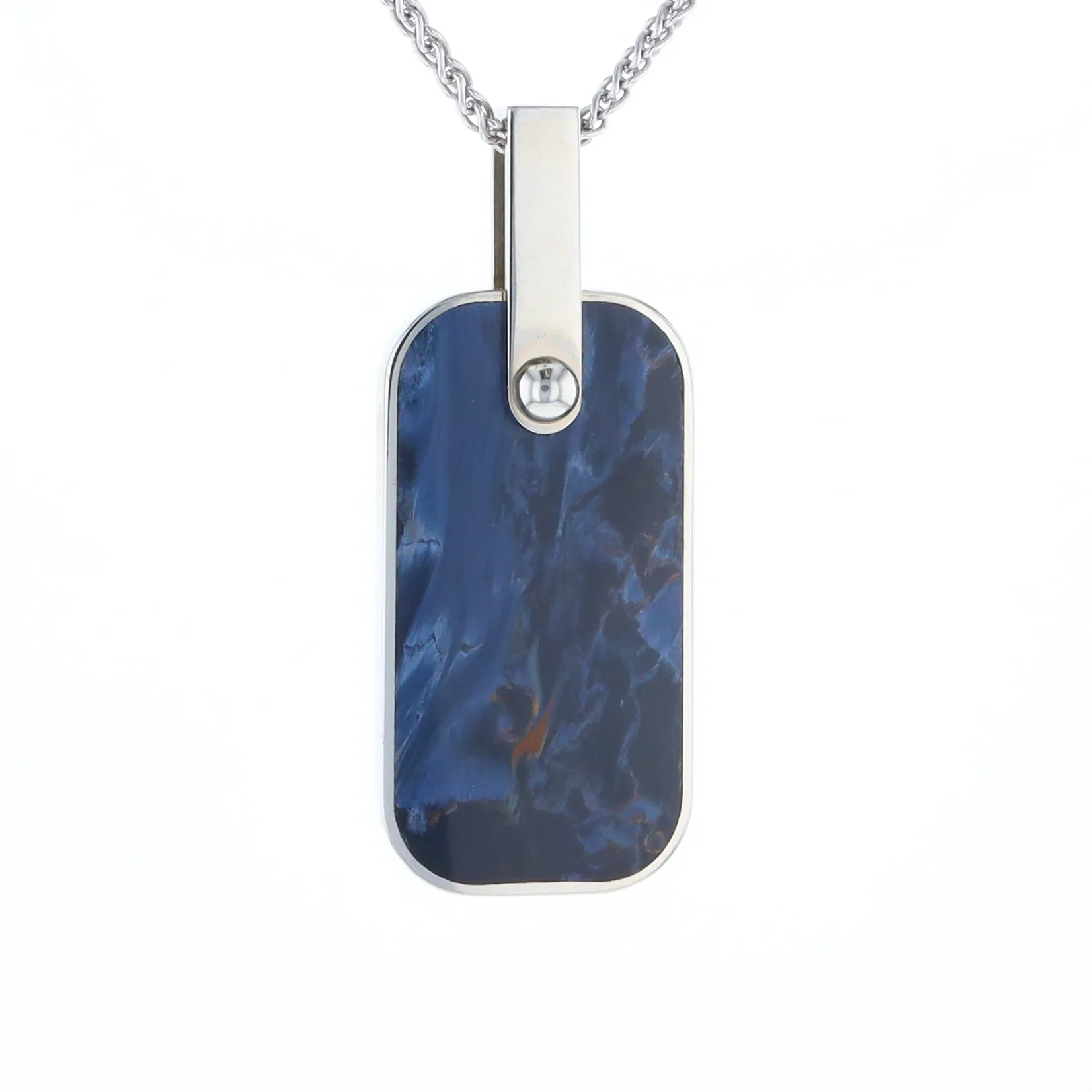 Natural pietersite inlaid dog tag cross pendant