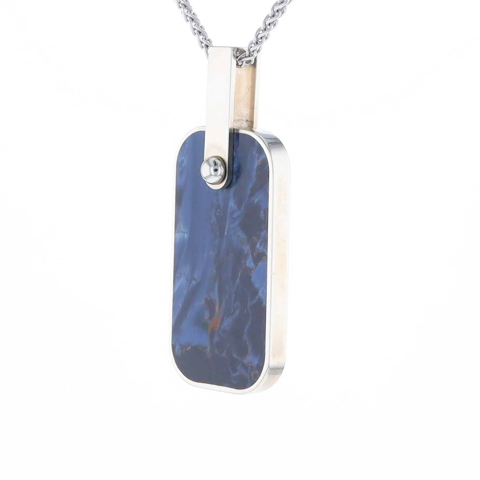 Natural pietersite inlaid dog tag cross pendant