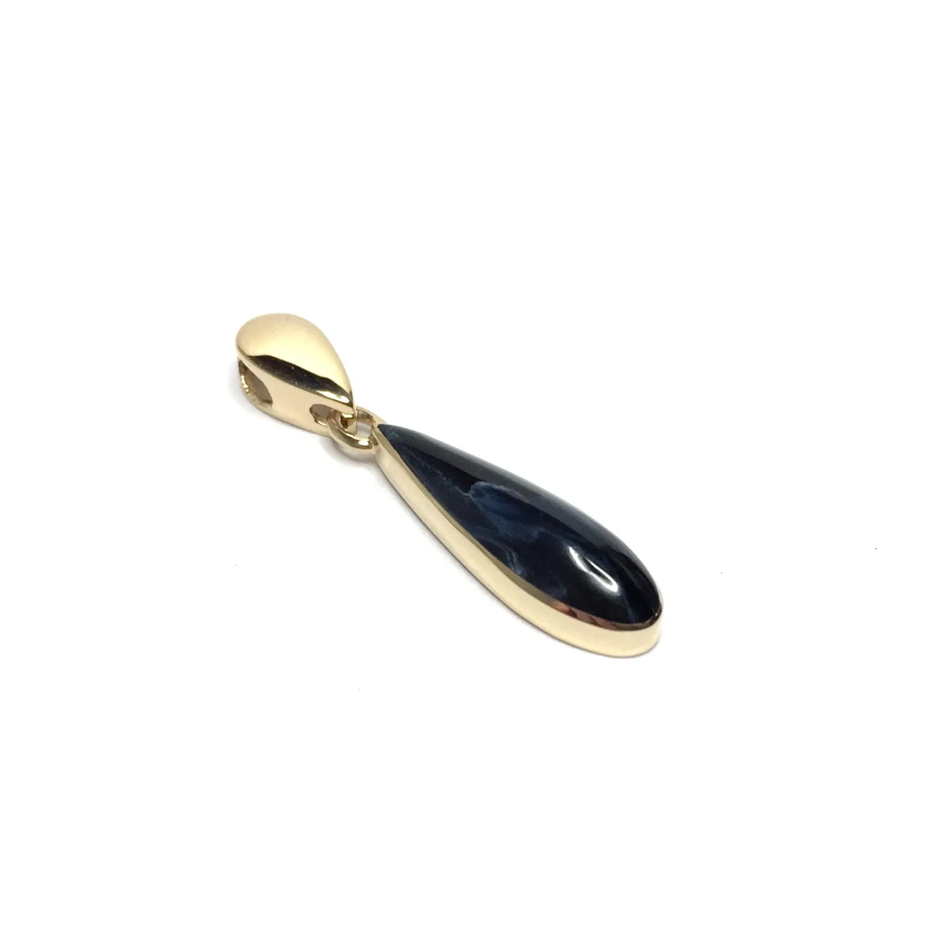 Natural pietersite tear drop inlaid pendant