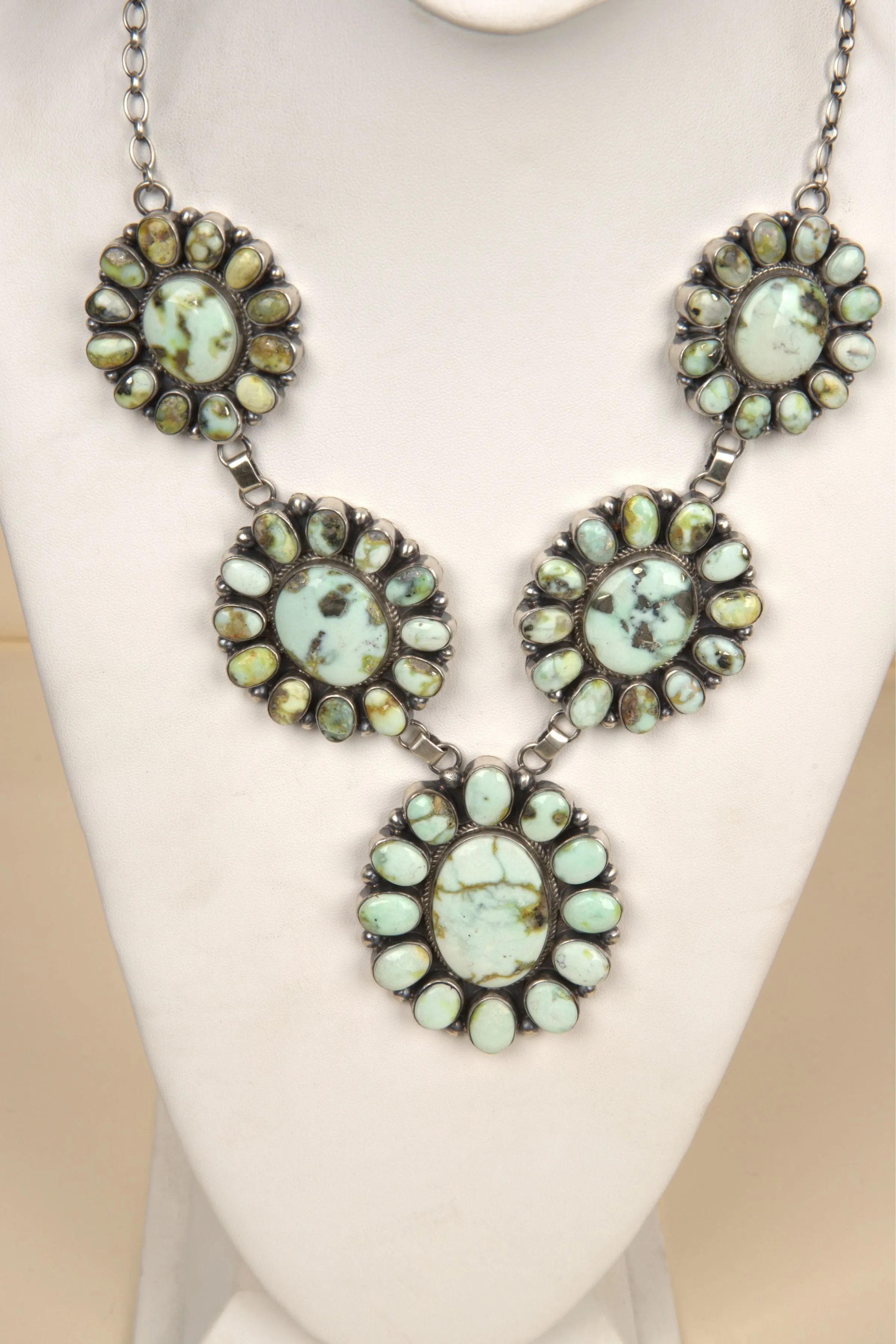 Navajo Handmade Palomino Turquoise Necklace and Earring Set - 13