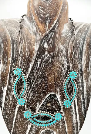 Necklace- Vintage 1950's Dishta Turquoise Sterling