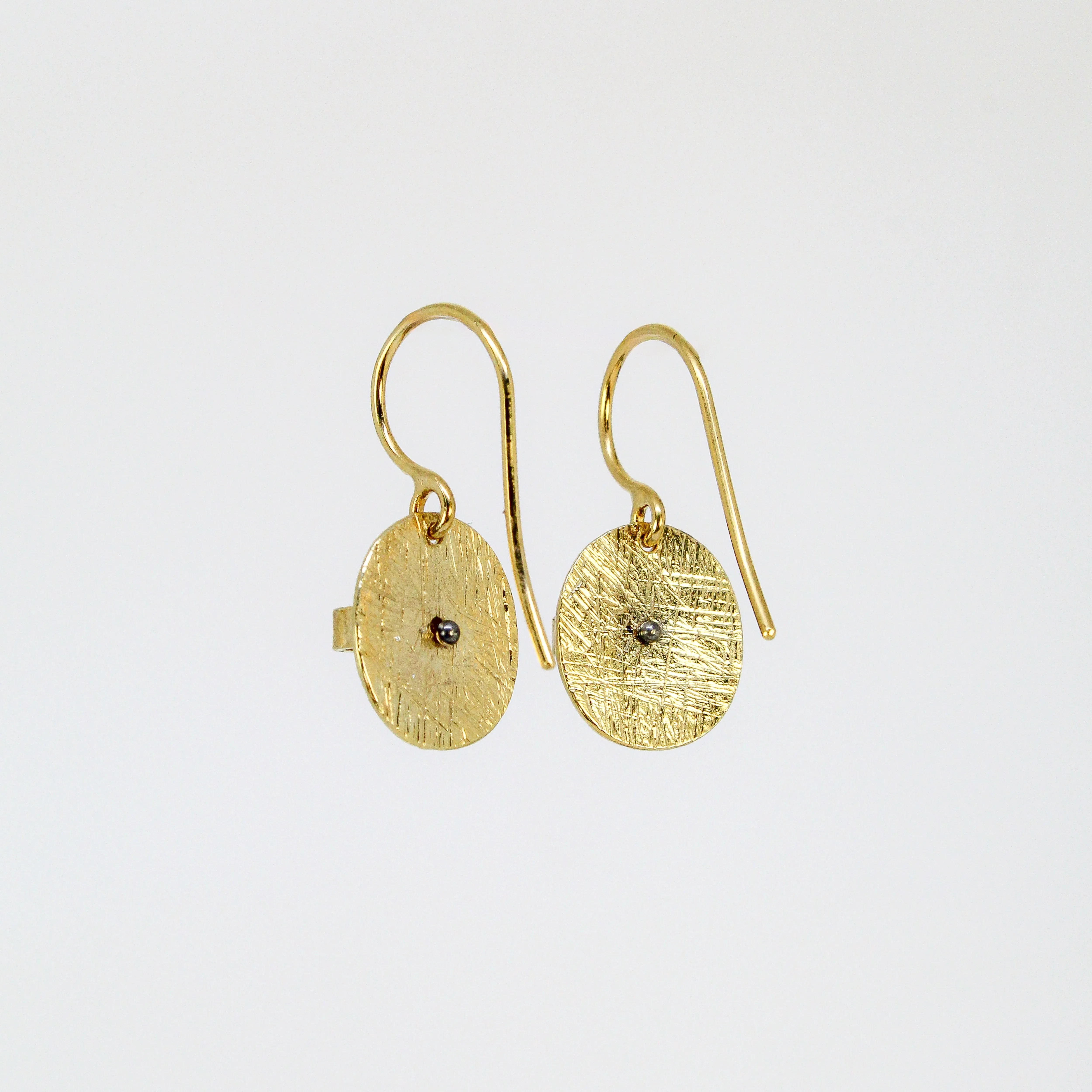 NEW! Small Carved Band Earwire Earrings, Gold Vermeil with Biwa Pearls by Heather Guidero