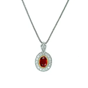 Orange Sapphire and Diamond Pendant Necklace