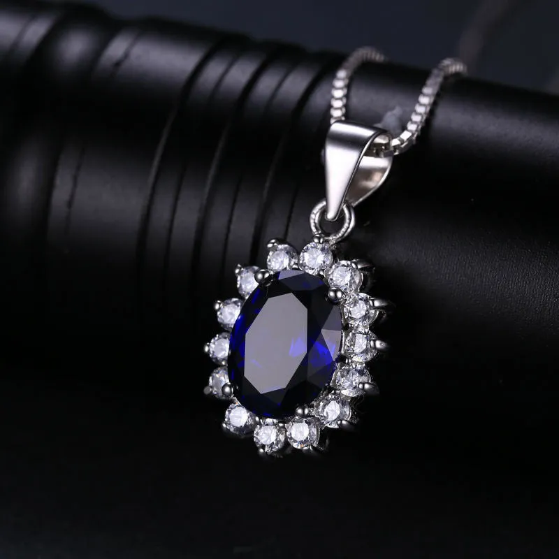 Pendant JewelryPalace Kate Princess Diana William 2.5ct Blue Sapphire 925 Sterling Silver without a chain