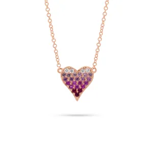 Pink Sapphire & Diamond Ombré Heart Pendant