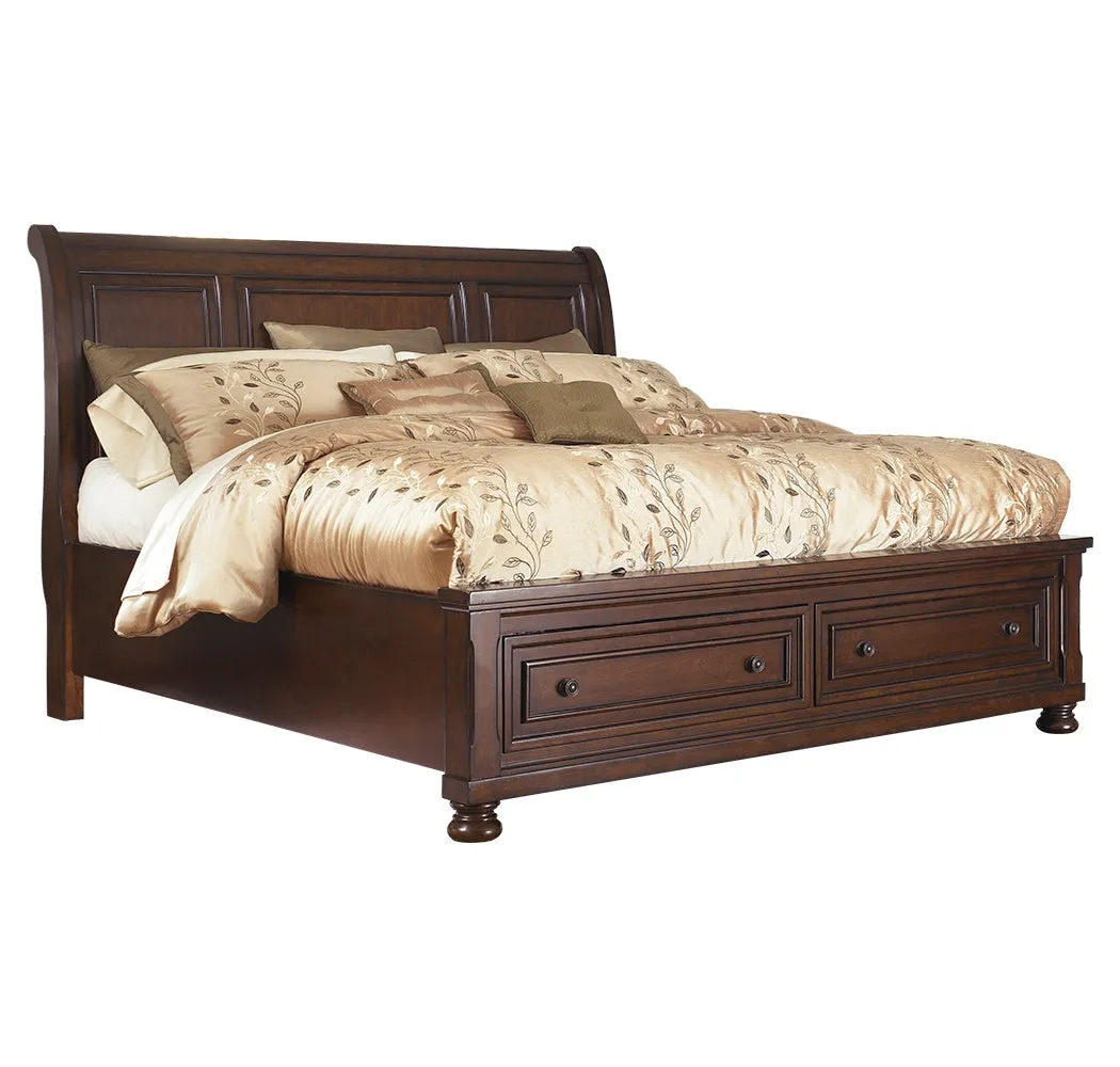 Porter California King Sleigh Bed with Mirrored Dresser and Chest