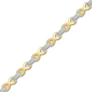 Pre-Owned Kay Sterling Silver & 10k Gold 1/6ct Diamond Bracelet