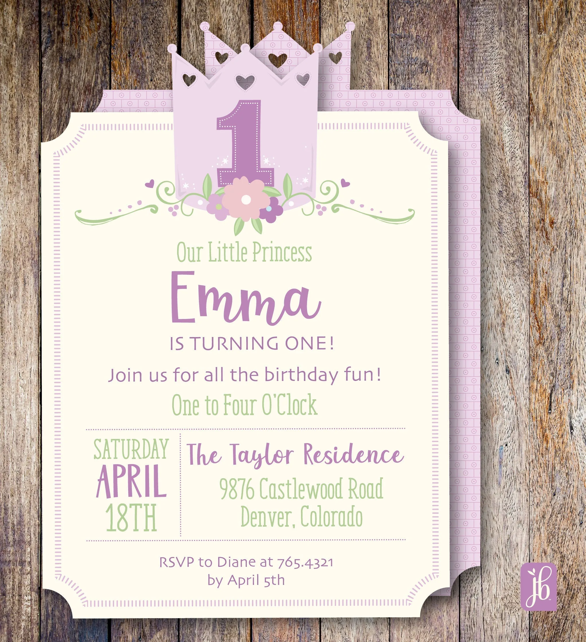 Princess Crown Birthday Invite