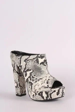 Python Peep Toe Mule Chunky Platform Heel