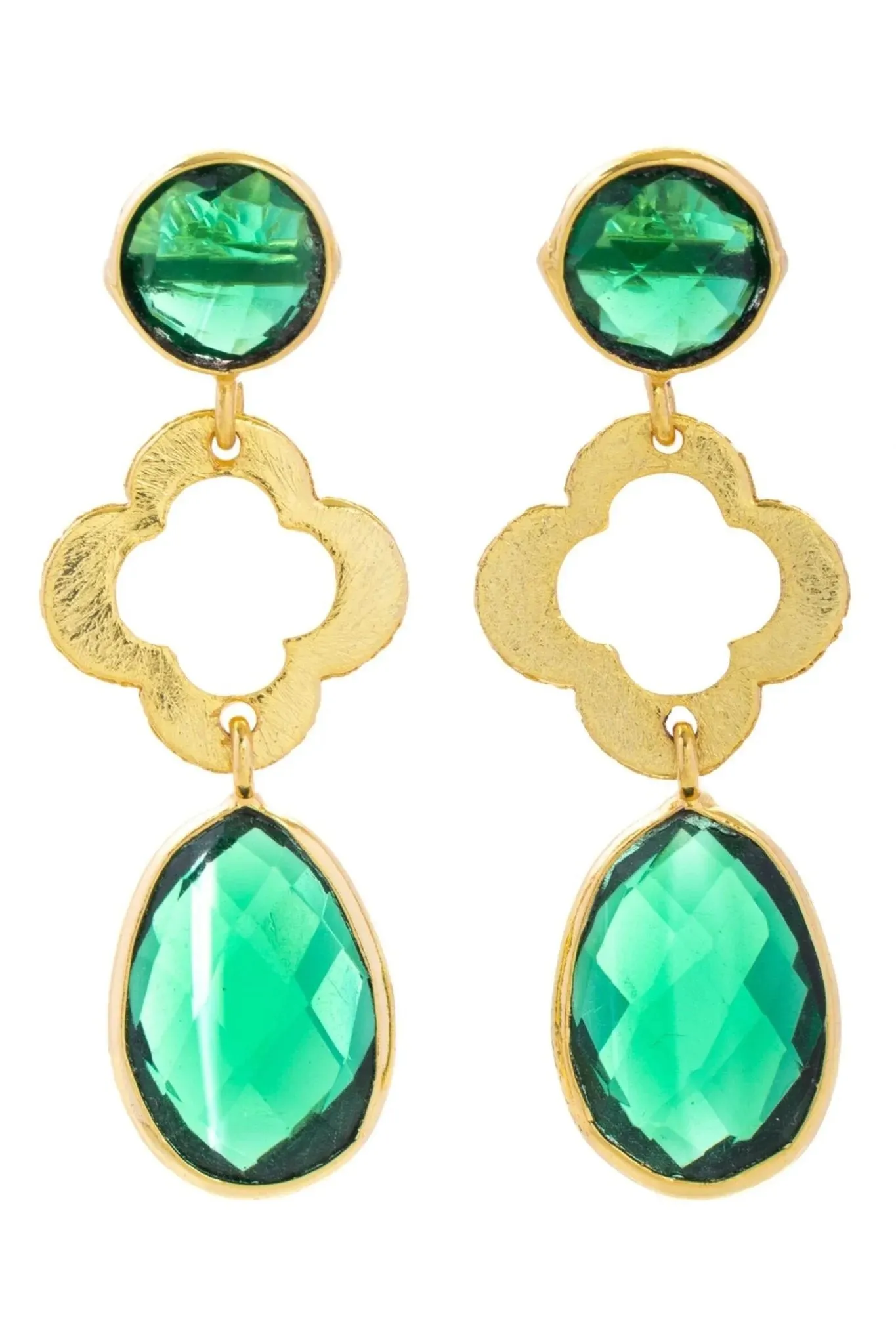 Quatrefoil Gemstone Dangle Earrings