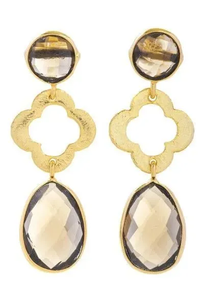 Quatrefoil Gemstone Dangle Earrings