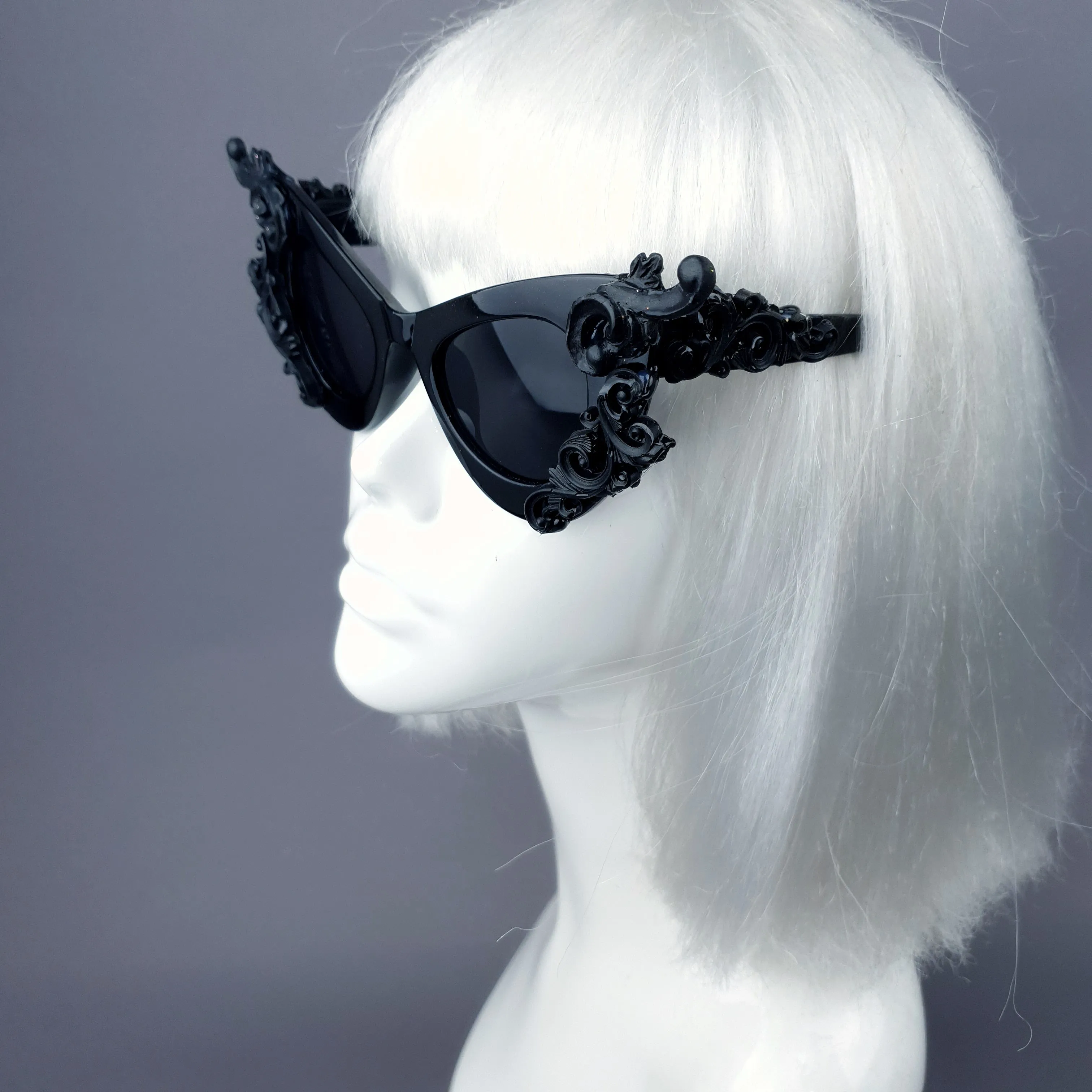 "Gothique" Black Filigree Catseye Sunglasses