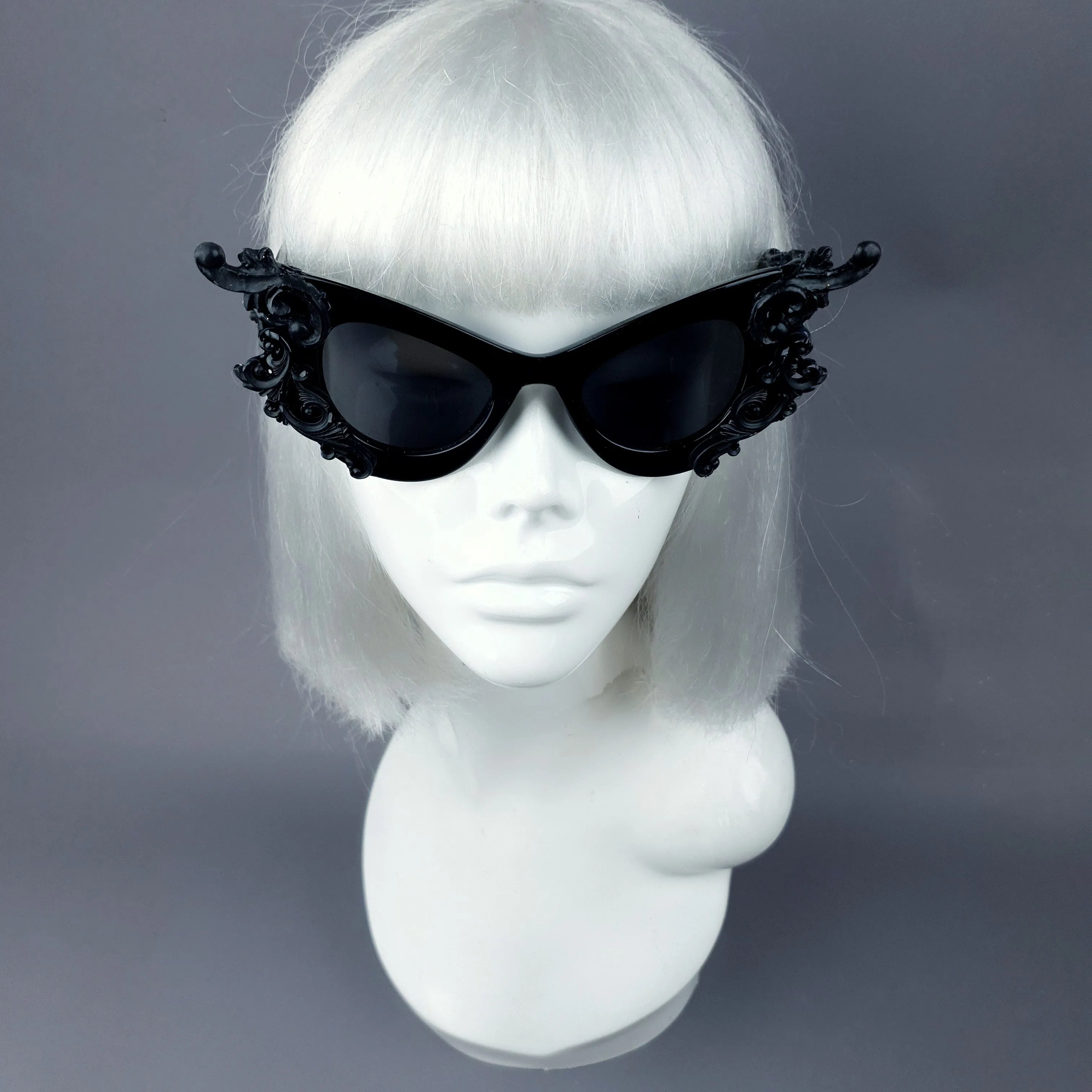 "Gothique" Black Filigree Catseye Sunglasses