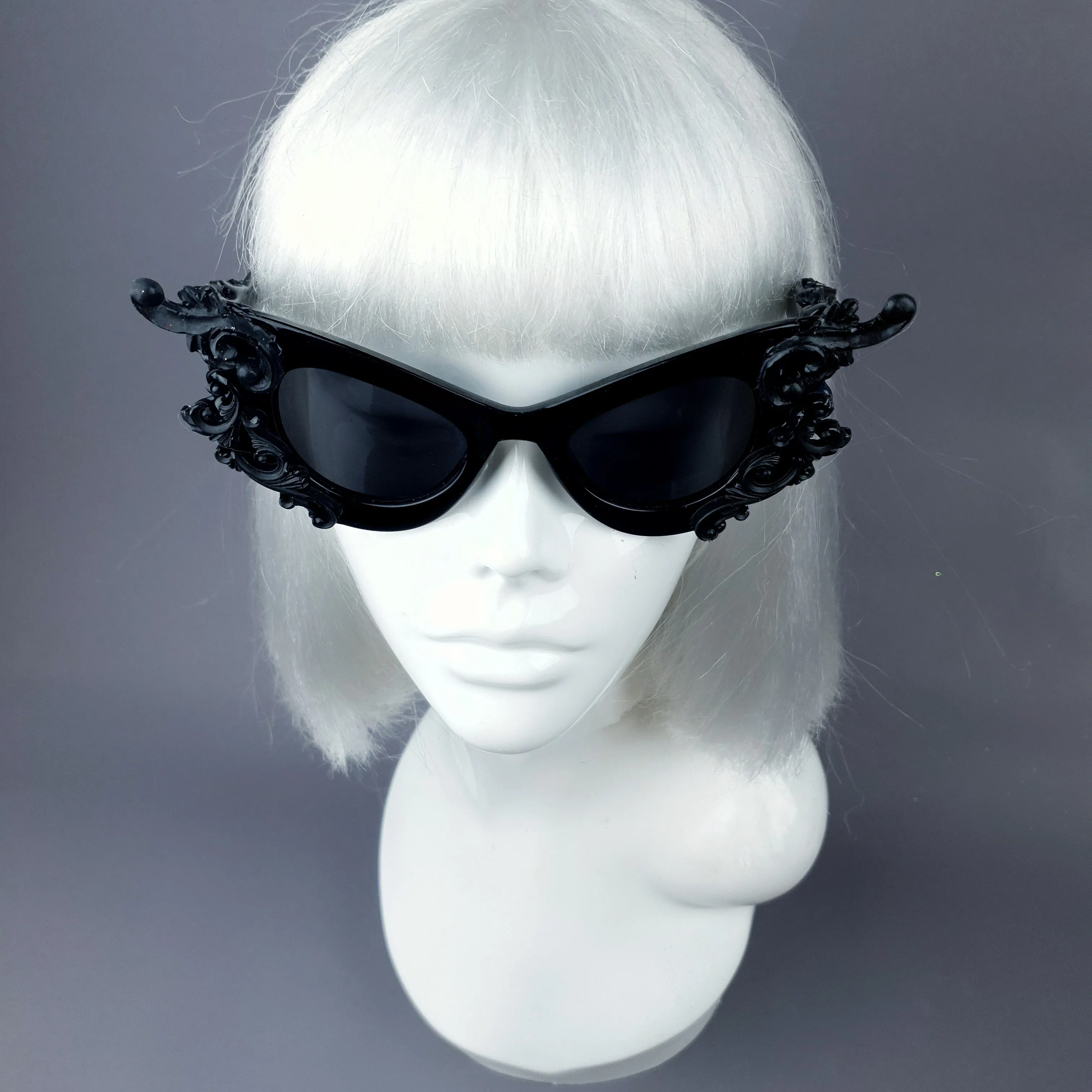 "Gothique" Black Filigree Catseye Sunglasses