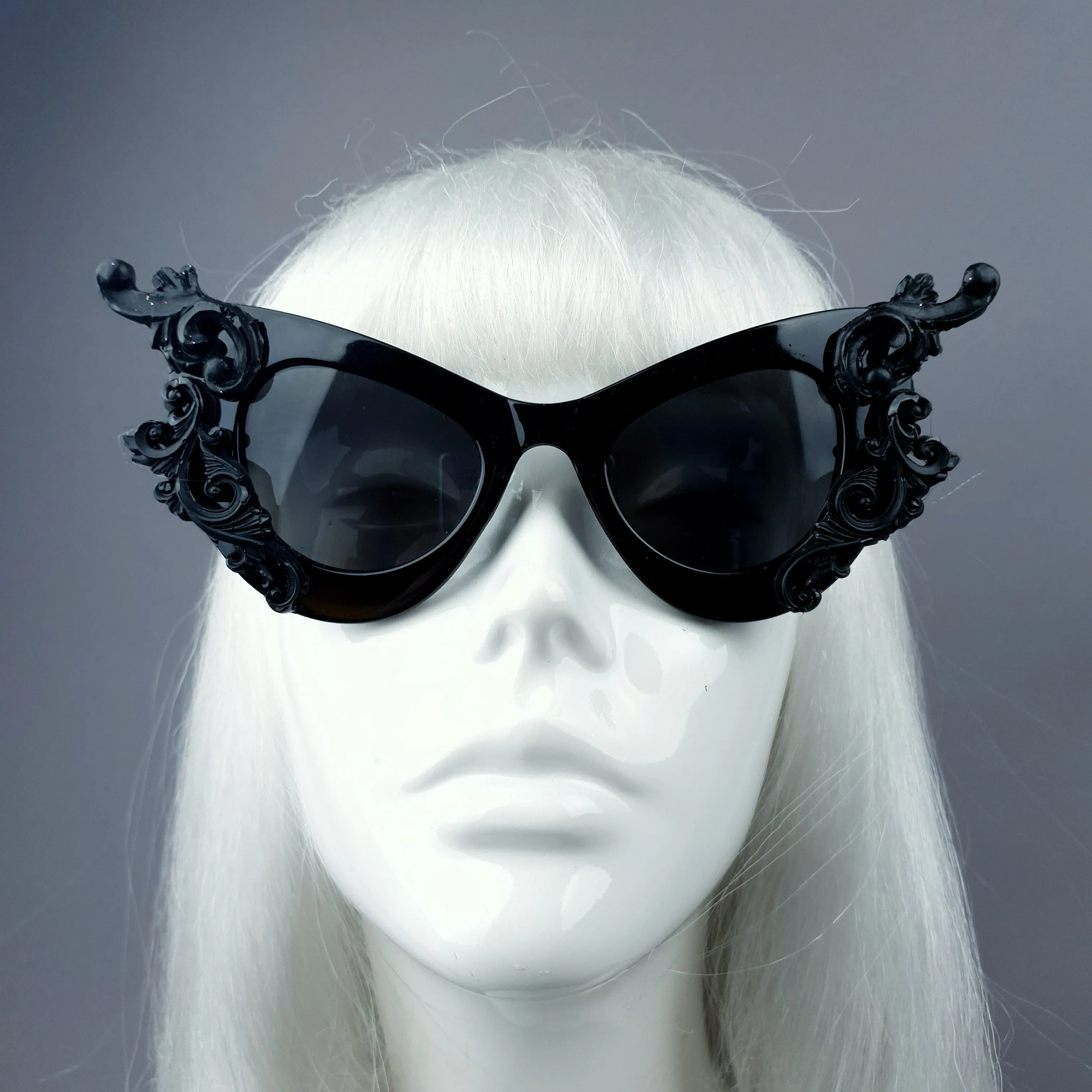 "Gothique" Black Filigree Catseye Sunglasses